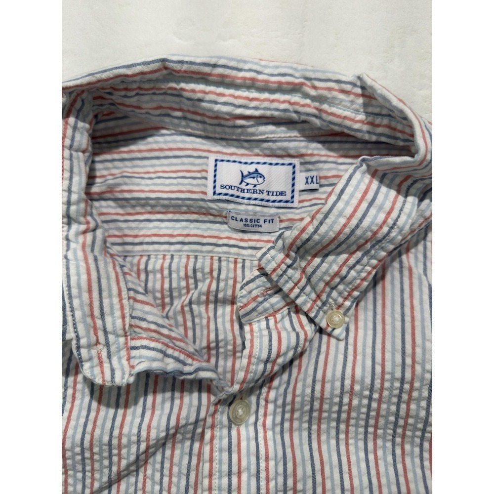 Southern Tide Shirt Mens 2XL Multicolor Stripe Short Sleeve Button Front Casual - Picture 2 of 6